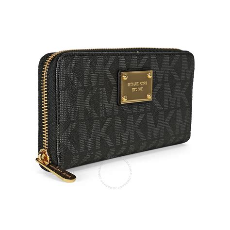 michael kors purses with mk logo on it wallet|Michael Kors black zipper wallet.